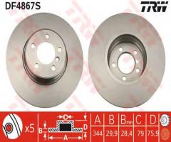 Trw df4867s tarcza hamulcowa land rover range rover 02-przód, land rover range rover iii (lm)