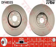 Trw df4855s tarcza hamulcowa lexus gs 05-lewy przód, lexus gs (grs19_, uzs19_, gws19_)