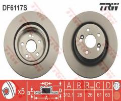 Trw df6117s tarcza hamulcowa renault megane ii 04- 2,0 sport, renault megane ii (bm0/1_, cm0/1_)