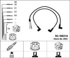 Ngk rc-vw210 przewody wysokiego napięcia komplet  audi seat vw rc-vw210, audi 80 (81, 85, b2)