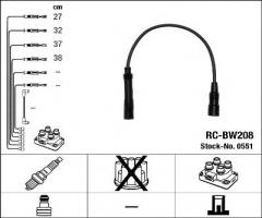 Ngk rc-bw208 przewody wysokiego napięcia komplet  bmw rc-bw208, bmw 3 (e36)